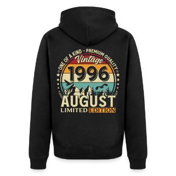 Cadeau du 30e anniversaire Mari Original 1996 août - Veste à capuche bio Premium Unisexe - noir - Dos - Nico (187cm)