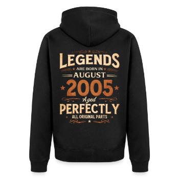 21. Geburtstag Geschenk Mann Legende August 2005 - Unisex Premium Bio Zip Hoodie - Schwarz - Hinten - Nico (187cm)