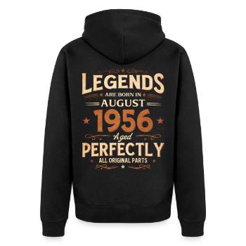 70. Geburtstag Geschenk Mann Vintage August 1956 - Unisex Premium Bio Zip Hoodie - Schwarz - Hinten - Nico (187cm)