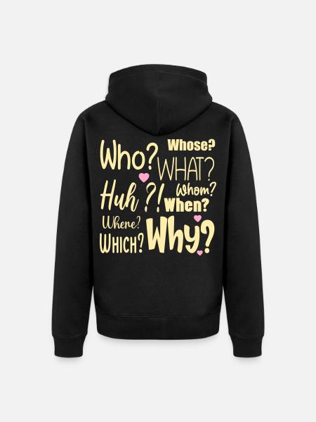 I have Questions - Unisex Premium Organic Zip Hoodie - black