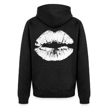 Lèvres embrassables avec Lipstick Lip Imprint White - Veste à capuche bio Premium Unisexe - noir - Dos - Nico (187cm)