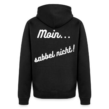 Heimatliebe Nord/ Moin - Unisex Premium Bio Zip Hoodie - Schwarz - Hinten - Nico (187cm)