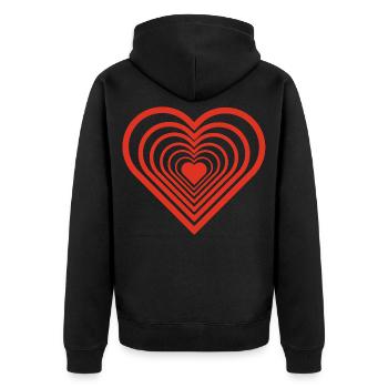 Infinite Red Heart - Unisex Premium Organic Zip Hoodie - black - Back - Nico (187cm)