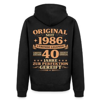 Original Baujahr 1986 geboren 40. Geburtstag - Unisex Premium Bio Zip Hoodie - Schwarz - Hinten - Nico (187cm)