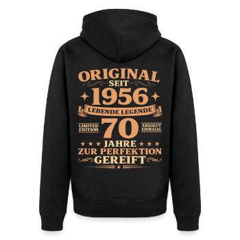 Original Baujahr 1956 geboren 70. Geburtstag - Unisex Premium Bio Zip Hoodie - Schwarz - Hinten - Nico (187cm)