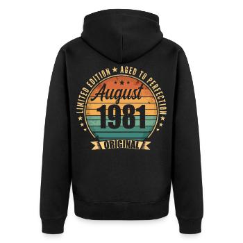 Vintage Août 1981 Anniversaire Édition Limitée  - Veste à capuche bio Premium Unisexe - noir - Dos - Nico (187cm)