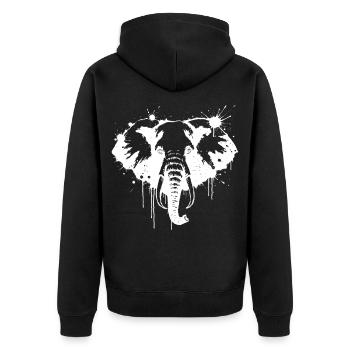 White Elephant Splash - Unisex Premium Bio Zip Hoodie - Schwarz - Hinten - Nico (187cm)
