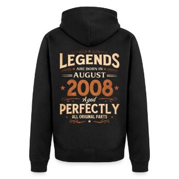 18th Birthday Gift Man Legend August 2008 - Unisex Premium Organic Zip Hoodie - black - Back - Nico (187cm)