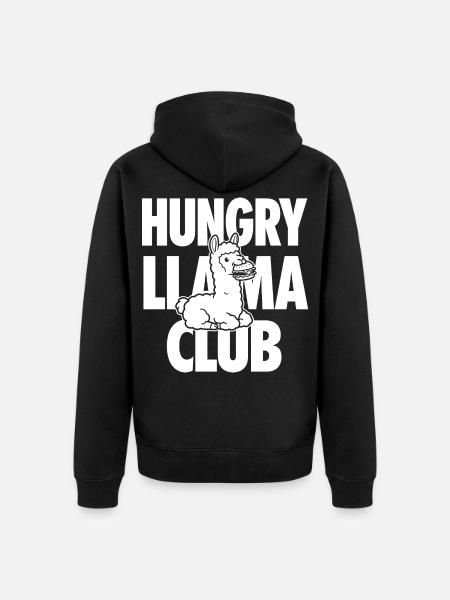 Hungry Llama Club with Burger - Unisex Premium Organic Zip Hoodie - black