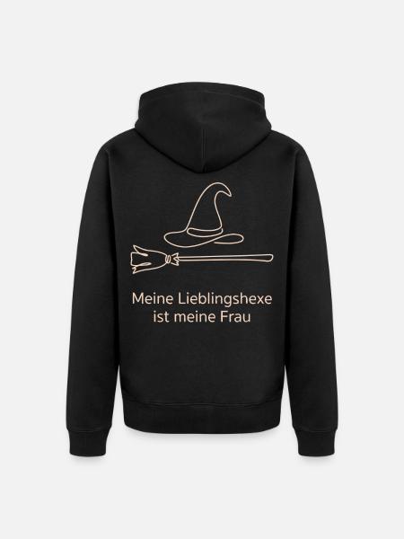Lieblingshexe Hexenhut Hexenbesen - Unisex Premium Bio Zip Hoodie - Schwarz