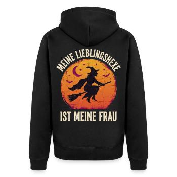 Lieblingshexe Mond Hexe Frau - Unisex Premium Bio Zip Hoodie - Schwarz - Hinten - Nico (187cm)
