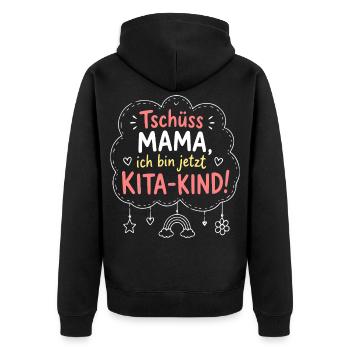 Kita-Kind Abschied von Mama - Unisex Premium Bio Zip Hoodie - Schwarz - Hinten - Nico (187cm)