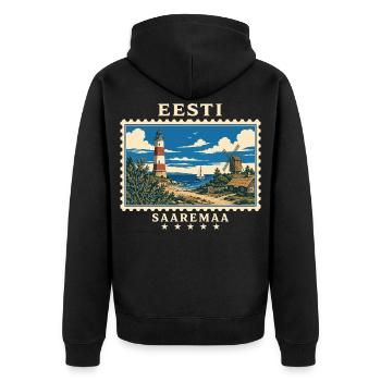 Estland Saaremaa Vintage Reisemarke - Unisex Premium Bio Zip Hoodie - Schwarz - Hinten - Nico (187cm)