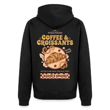 Breakfast Coffee Brunch Bacon Pancake Food Funny - Unisex Premium Organic Zip Hoodie - black - Back - Nico (187cm)