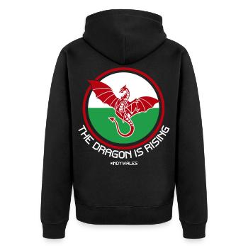 Le Dragon s’élève, Indy Wales - Veste à capuche bio Premium Unisexe - noir - Dos - Nico (187cm)