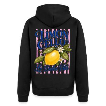 Limoncello La Dolce Vita Citron Italie Vintage - Veste à capuche bio Premium Unisexe - noir - Dos - Nico (187cm)
