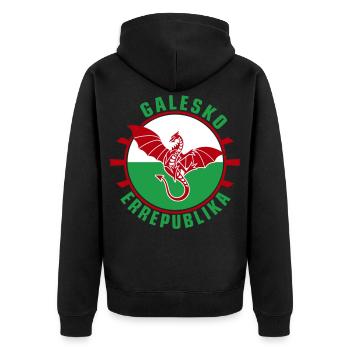 Galesko Errepublika - Welsh Republic - Unisex Premium Organic Zip Hoodie - black - Back - Nico (187cm)