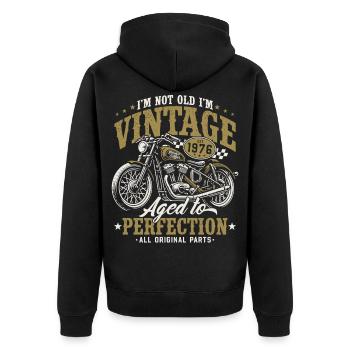 Cadeau d’anniversaire de moto vintage vintage 1976 - Veste à capuche bio Premium Unisexe - noir - Dos - Nico (187cm)