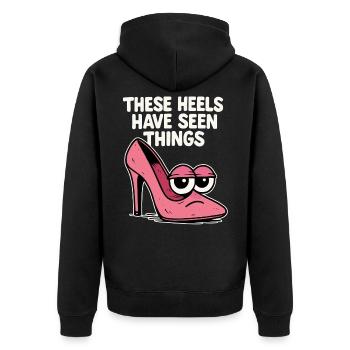Ces talons ont vu des choses | Talons hauts comiques - Veste à capuche bio Premium Unisexe - noir - Dos - Nico (187cm)