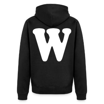 Large W Style Print | Letter W | W Logo - Unisex Premium Organic Zip Hoodie - black - Back - Nico (187cm)