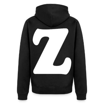 Large Z Style Print | Letter Z | Z Logo - Unisex Premium Organic Zip Hoodie - black - Back - Nico (187cm)