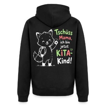 Kita Abschied Fox Illustration - Unisex Premium Bio Zip Hoodie - Schwarz - Hinten - Nico (187cm)