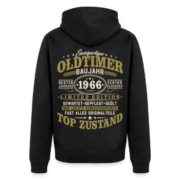Oldtimer Baujahr 1966 Jahrgang Geburtstag Geschenk - Unisex Premium Bio Zip Hoodie - Schwarz - Hinten - Nico (187cm)