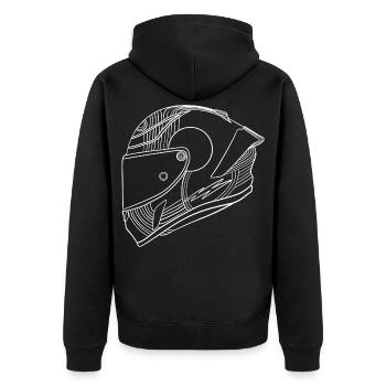 Weis Helm - Unisex Premium Bio Zip Hoodie - Schwarz - Hinten - Nico (187cm)