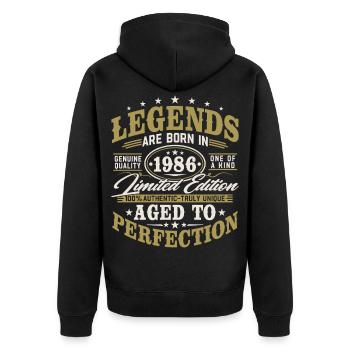 1986 Jahrgang Vintage Geburtstag Geschenk Retro - Unisex Premium Bio Zip Hoodie - Schwarz - Hinten - Nico (187cm)