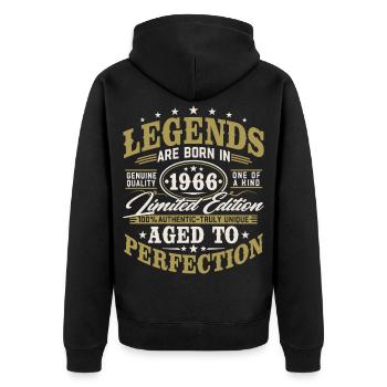 Cadeau d’anniversaire vintage vintage rétro 1966 - Veste à capuche bio Premium Unisexe - noir - Dos - Nico (187cm)