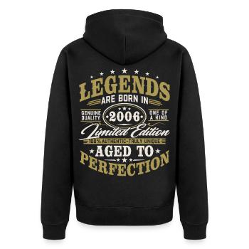 2006 Vintage Vintage Birthday Gift Retro - Unisex Premium Organic Zip Hoodie - black - Back - Nico (187cm)