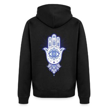 Spiritualität Heilige Geometrie Lotusblume Zen - Unisex Premium Bio Zip Hoodie - Schwarz - Hinten - Nico (187cm)