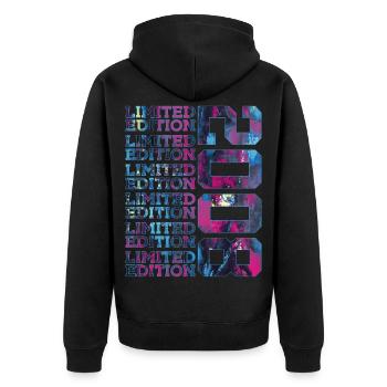 COOL 18 JAHRE LIMITED EDITION 2008 18. GEBURTSTAG - Unisex Premium Bio Zip Hoodie - Schwarz - Hinten - Nico (187cm)