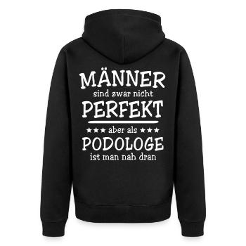 Podologe Männer - Unisex Premium Bio Zip Hoodie - Schwarz - Hinten - Nico (187cm)