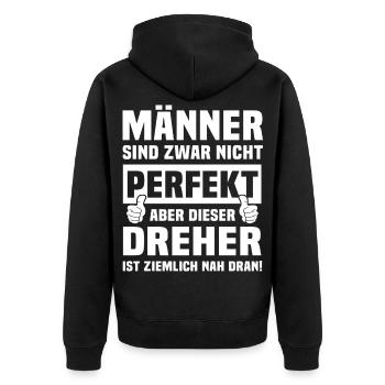 Dreher - Unisex Premium Bio Zip Hoodie - Schwarz - Hinten - Nico (187cm)