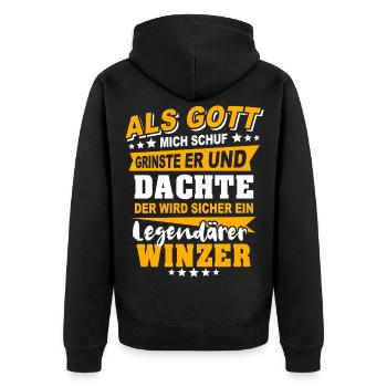 Winzer Sprüche - Unisex Premium Bio Zip Hoodie - Schwarz - Hinten - Nico (187cm)