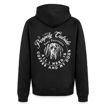 Paws Preferred Kaffee Hund - Unisex Premium Bio Zip Hoodie - Schwarz - Hinten - Nico (187cm)