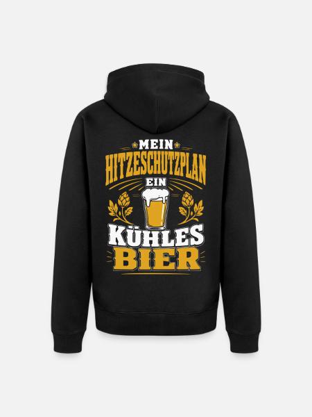 Mein Hitzeschutzplan Ein Kühles Bier - Unisex Premium Bio Zip Hoodie - Schwarz