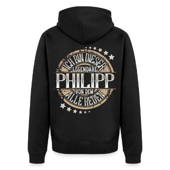Philipp - Unisex Premium Bio Zip Hoodie - Schwarz - Hinten - Nico (187cm)