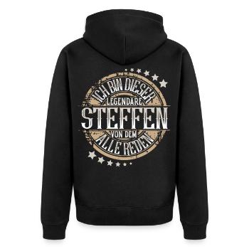 Steffen - Unisex Premium Bio Zip Hoodie - Schwarz - Hinten - Nico (187cm)