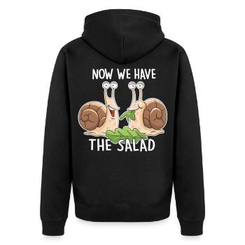 Maintenant, nous avons la salade – Des escargots drôles - Veste à capuche bio Premium Unisexe - noir - Dos - Nico (187cm)