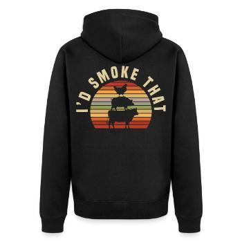 Grillmeister Gift Meat, Sausage & Beer - Unisex Premium Organic Zip Hoodie - black - Back - Nico (187cm)