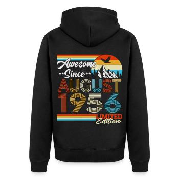 August 1956 Vintage Retro Birthday Gift - Unisex Premium Organic Zip Hoodie - black - Back - Nico (187cm)