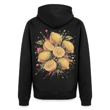 Citron Jaune Agrume Multicolore Splash Art - Veste à capuche bio Premium Unisexe - noir - Dos - Nico (187cm)