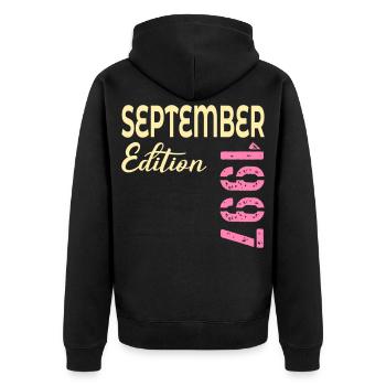 September 1997 - 29. Geburtstag - Unisex Premium Bio Zip Hoodie - Schwarz - Hinten - Nico (187cm)