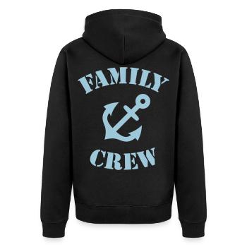 Family Crew (Anker / Schiffscrew / Sky Blue) - Unisex Premium Bio Zip Hoodie - Schwarz - Hinten - Nico (187cm)