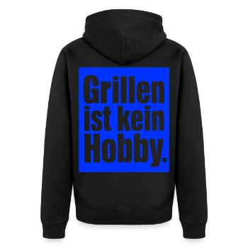 Grillmeister Spruch Geschenk für Männer & Väter - Unisex Premium Bio Zip Hoodie - Schwarz - Hinten - Nico (187cm)