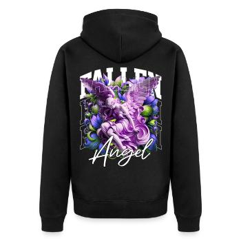 Ange Déchu : Statue florale violette - Veste à capuche bio Premium Unisexe - noir - Dos - Nico (187cm)