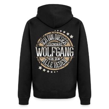 Wolfgang - Unisex Premium Bio Zip Hoodie - Schwarz - Hinten - Nico (187cm)