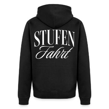 Stufenfahrt - Unisex Premium Bio Zip Hoodie - Schwarz - Hinten - Nico (187cm)